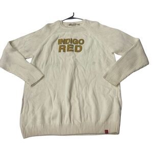 Vintage Indigo Red Graphic Spellout Sweater